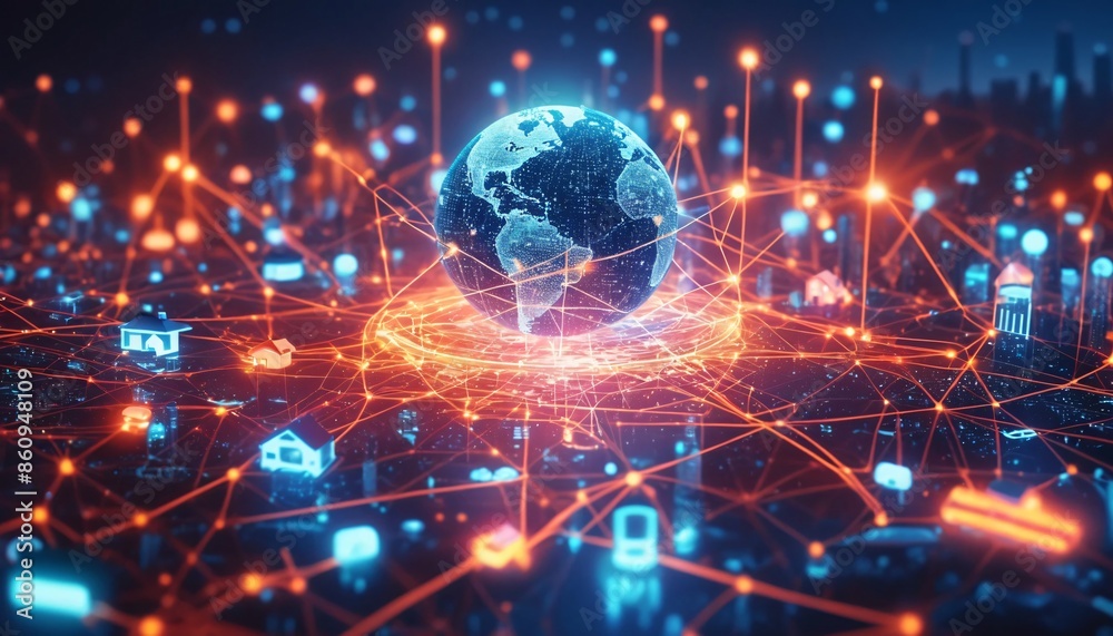 Fototapeta premium IoT Internet of Thimgs , a world interconnected by Intenet