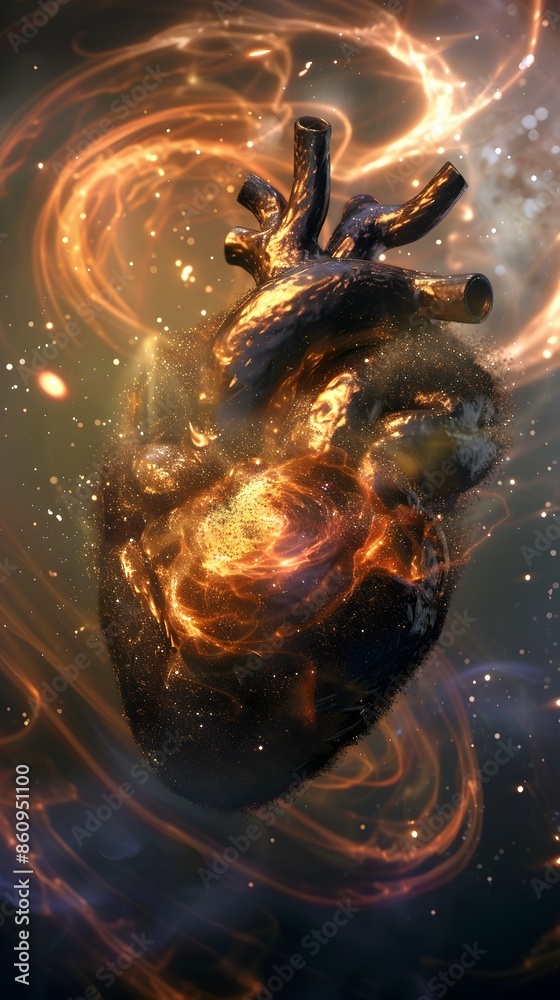 Pulsating Heart of Cosmic Energy:A 3D Rendered Celestial Masterpiece Pulsating Heart of Cosmic Energy:A 3D Rendered Celestial Masterpiece