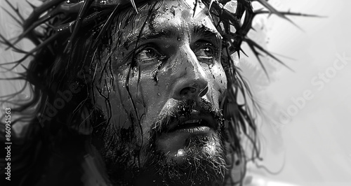 Portrait of Jesus with crown of thorns