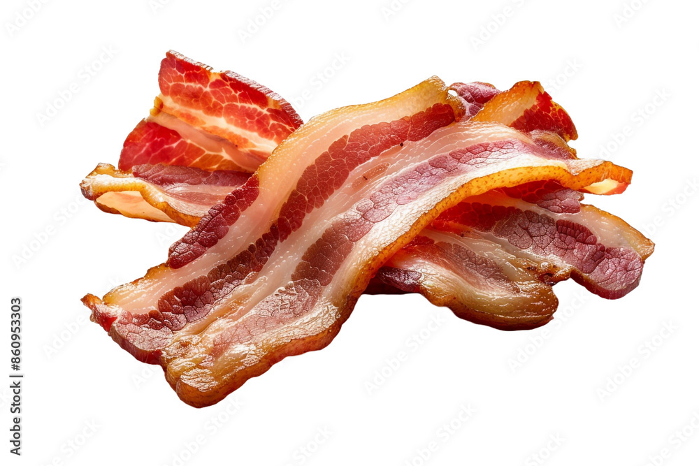 Obraz premium slice of bacon isolated on transparent background