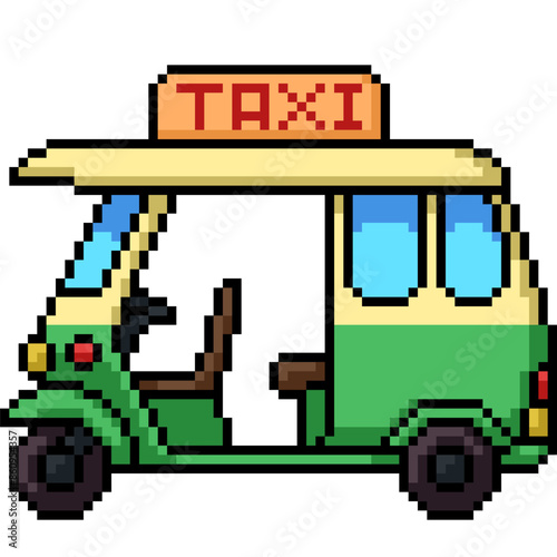 pixel art of tuk tuk taxi