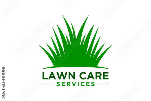 Lawn care logo design, landscape, grass concept template