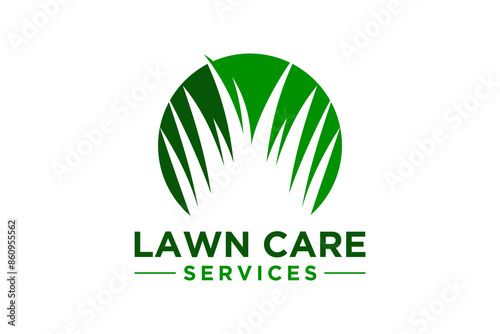 Lawn care logo design, landscape, grass concept template