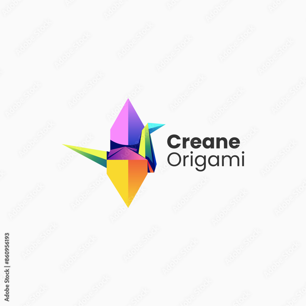 Naklejka premium Vector Logo Illustration Origami Bird Gradient Colorful Style