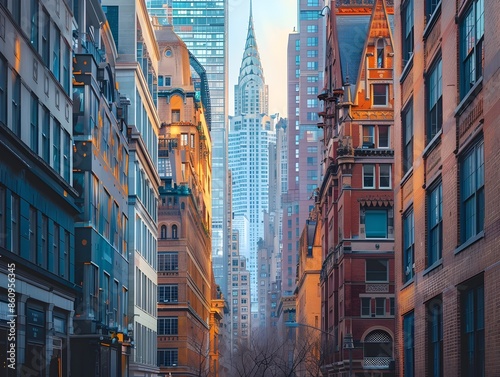 A Juxtaposition of Old and New Architecture in a Vibrant City Skyline with Historic Buildings and Towering Skyscrapers © Thares2020