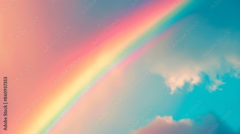 Breathtaking Rainbow Arch Against Ethereal Sky with Wispy Clouds Breathtaking Rainbow Arch Against Ethereal Sky with Wispy Clouds