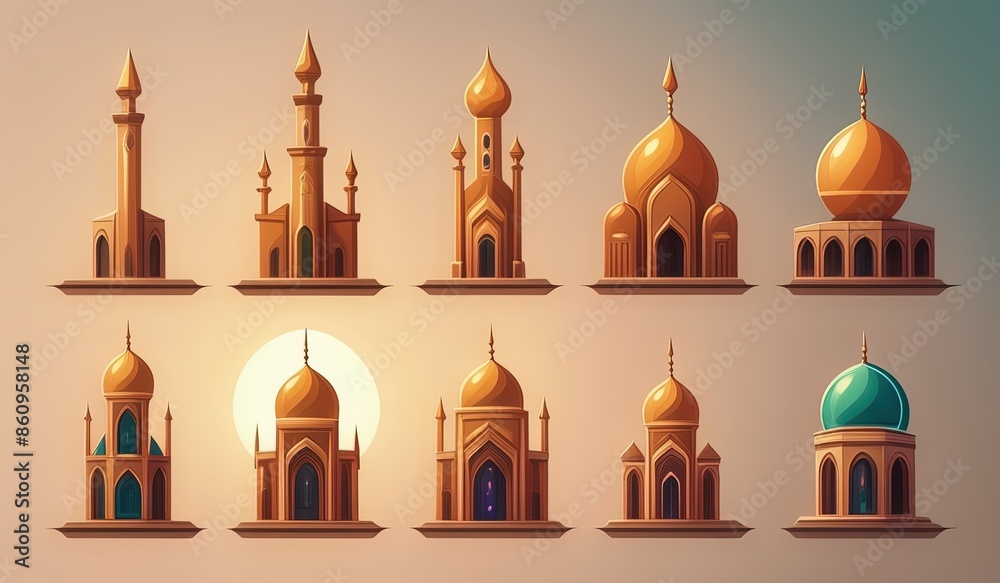 Obraz premium cathedral icon set. one color dome