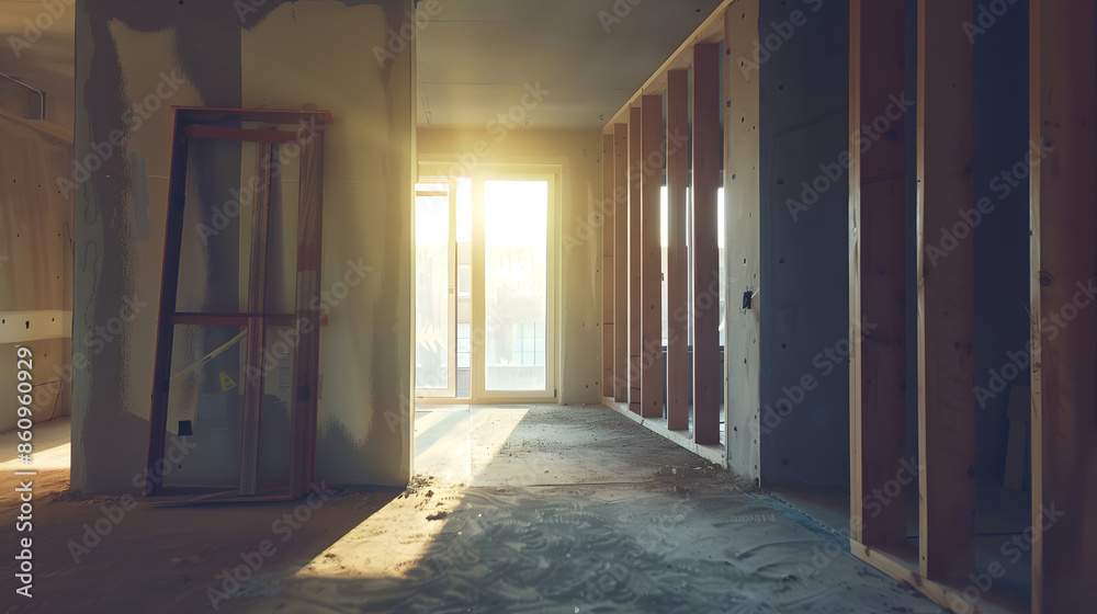 Obraz premium construction residential new house in progress at building site housing estate development : Generative AI