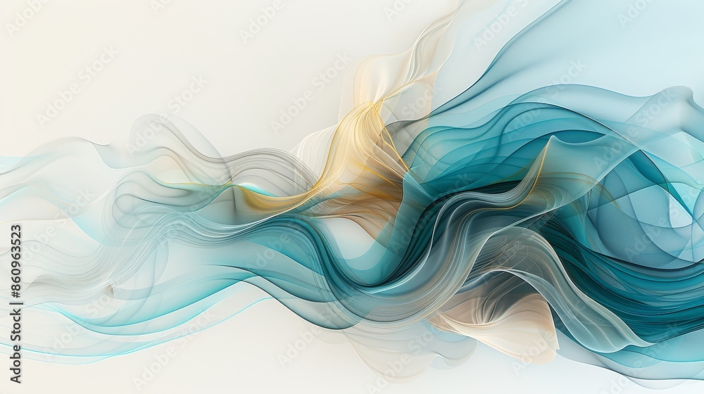 Abstract fluid art with swirling blue and gold waves on a white background, creating a sense of motion and ethereal beauty. Abstract fluid art with swirling blue and gold waves on a white background, creating a sense of motion and ethereal beauty.