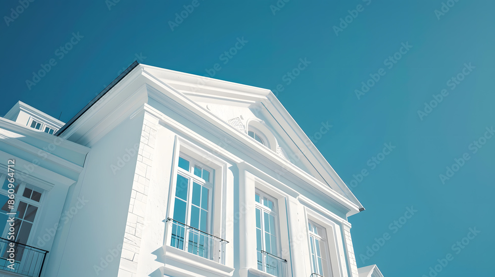 White House on deep blue sky background : Generative AI