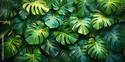 Wallpaper Mural Tropical Green Leaf Background Torontodigital.ca