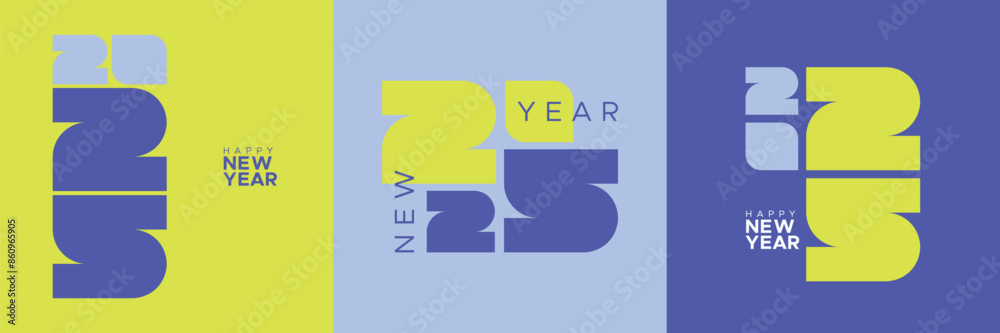 Happy new year 2025 with modern number logo. Set of 2025 new year celebration modern template. Creative design of 2025 typeface logo Happy new year 2025 with modern number logo. Set of 2025 new year celebration modern template. Creative design of 2025 typeface logo