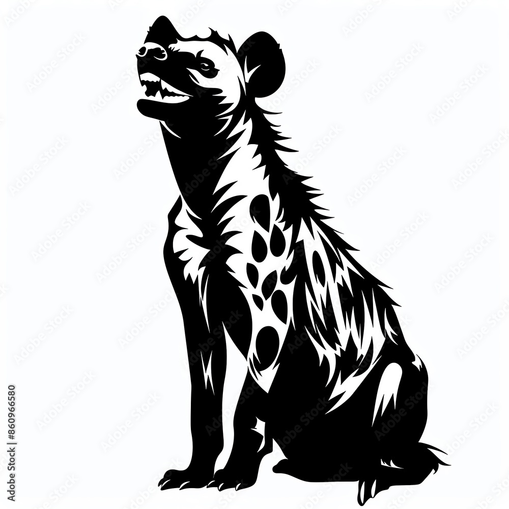custom made wallpaper toronto digitalHyena Silhouette  , A hyena laughing, rendered in a minimalist black outline, suitable for African savannah projects or wildlife documentaries