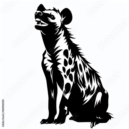 Wallpaper Mural Hyena Silhouette  , A hyena laughing, rendered in a minimalist black outline, suitable for African savannah projects or wildlife documentaries Torontodigital.ca