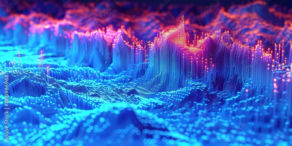 Abstract Digital Landscape with Glowing Towers Abstract Digital Landscape with Glowing Towers