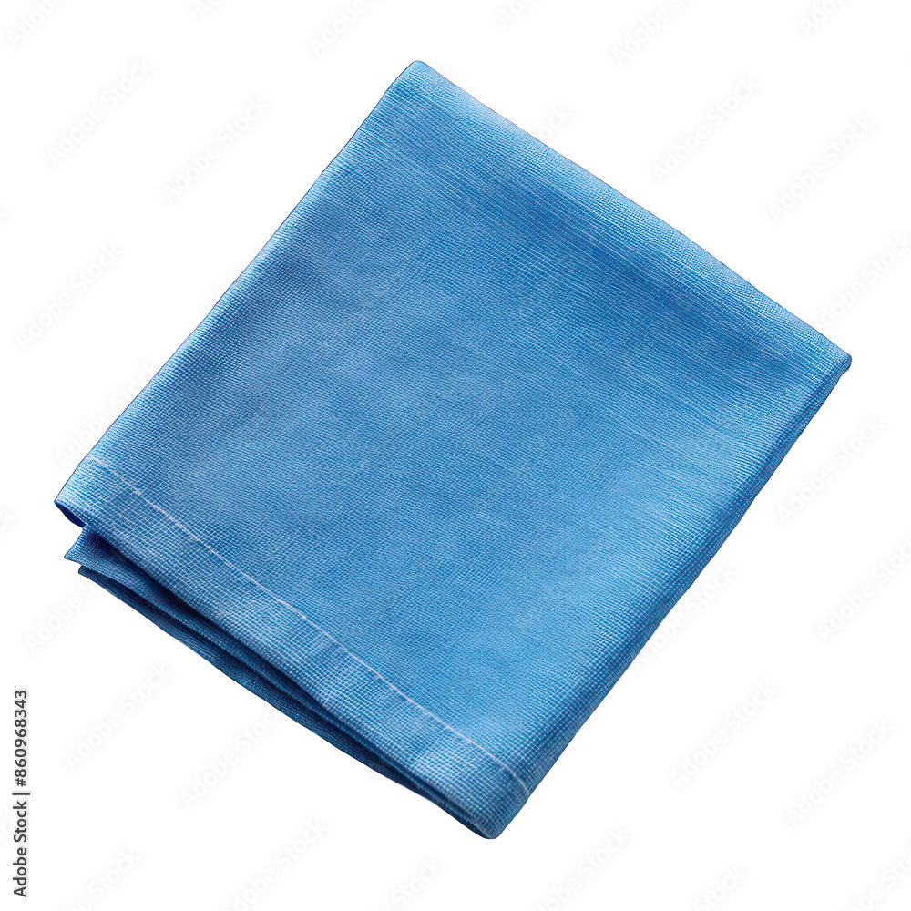 Blue napkin top view isolated on transparent background Blue napkin top view isolated on transparent background