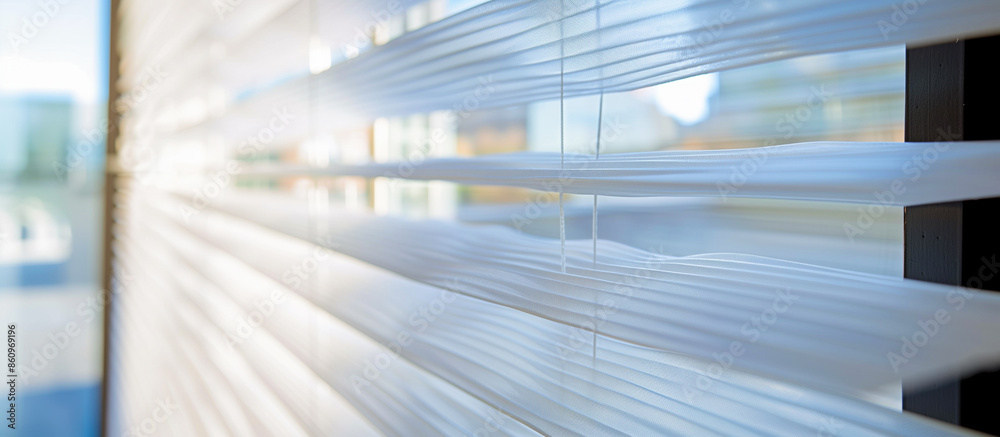 Obraz premium Contemporary White Pleated Blinds for Apartment Windows Provide Privacy