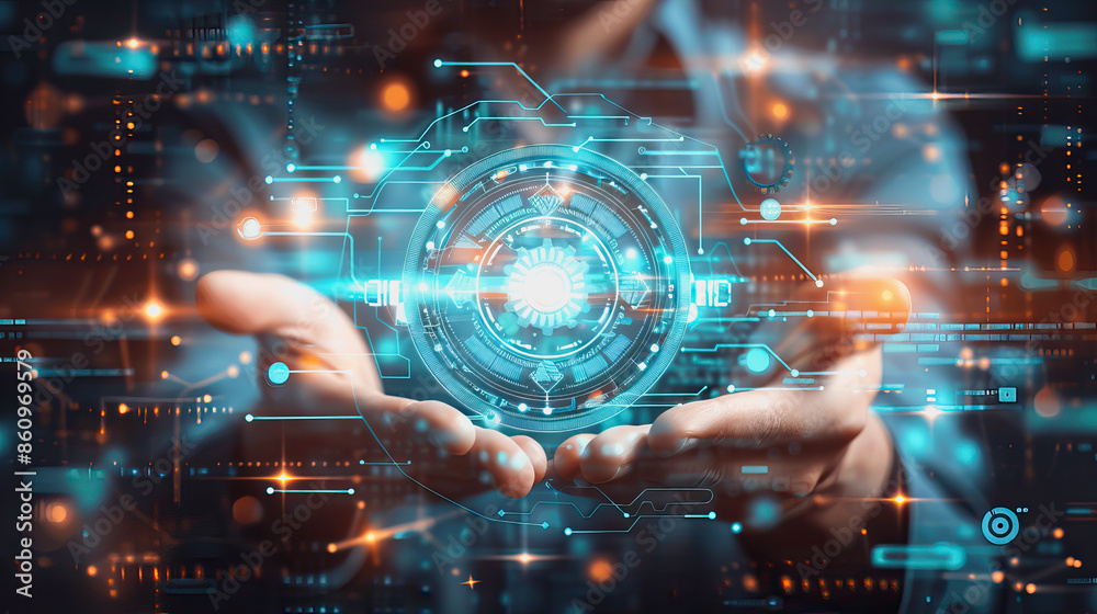 business scene showcasing two hands collaboratively fitting gears together symbol teamwork.