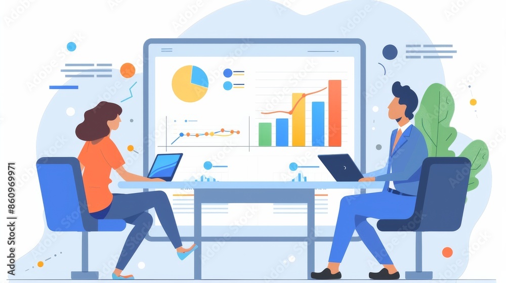 Strategic Growth: Business Meeting Highlighting Improved Efficiency Metrics with Charts Strategic Growth: Business Meeting Highlighting Improved Efficiency Metrics with Charts
