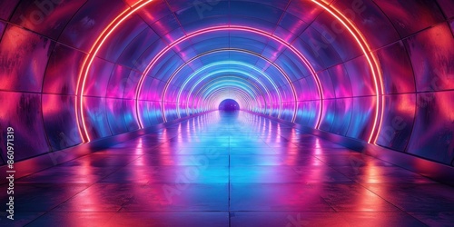 Neon Tunnel with Pink and Blue Lights