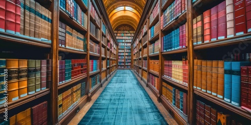 A Long Corridor Filled With Bookshelves