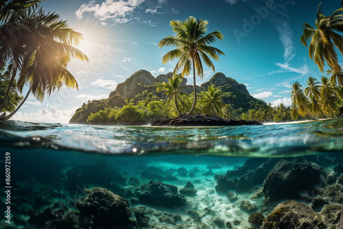 Dual world discovery: Serene island life paired with underwater wonders
