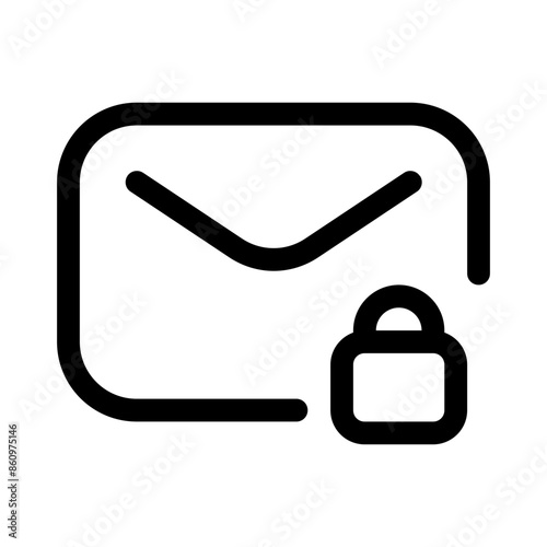 locked mail icon with line style, perfect for user interface projects