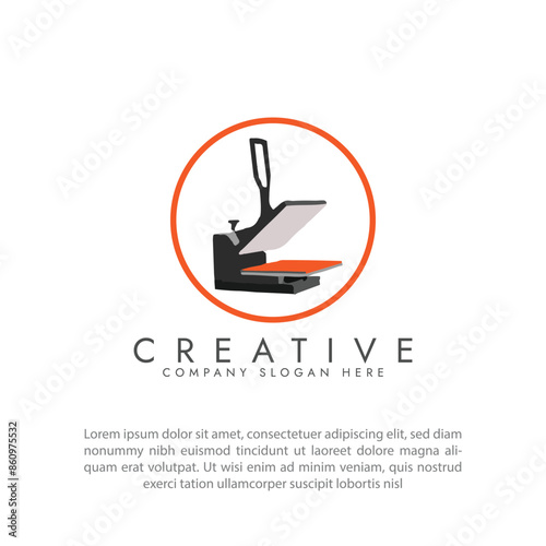 Heat press machine logo Design Vector Template.