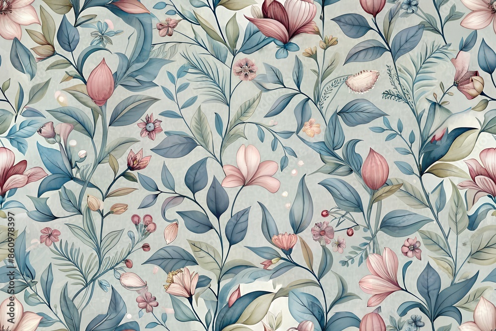 floral seamless pattern with vines and leaves floral seamless pattern with vines and leaves