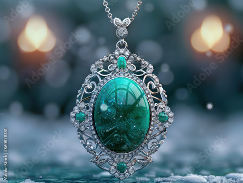 Exquisite Jade Pendant with Silver Detailing Elegant Jade Jewelry for Refined Style High Quality Craftsmanship photo