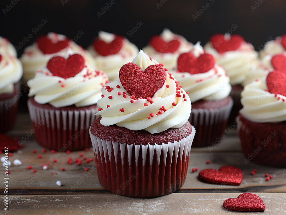 Excellent Cupcake with red heart Excellent Cupcake with red heart