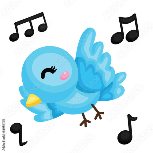 Colorful and Cute Bird Animal Musicians Playing and Learning Music Cartoon Illustration Vector Clipart Sticker Decoration