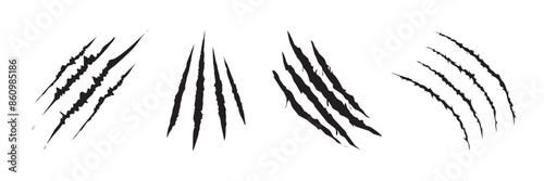 Animal Claw scratches mark set. Cat tiger scratches signs. Grange scratches. Wild animals concept. Set of claws isolated on White background.