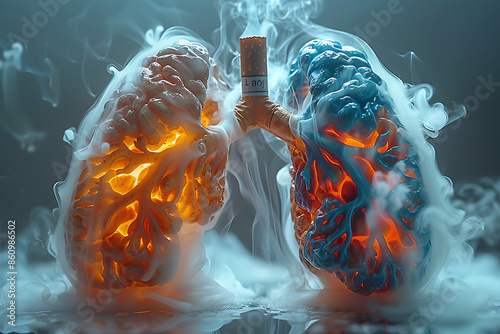 Healthy Human Lungs 2d illustration photo