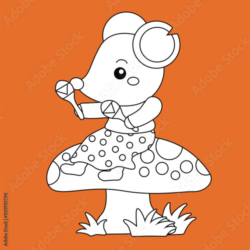 Cute Mouse Animal Musicians Playing Music Melody Instrumental Cartoon Digital Stamp Outline