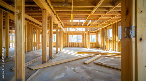 construction residential new house in progress at building site housing estate development : Generative AI
