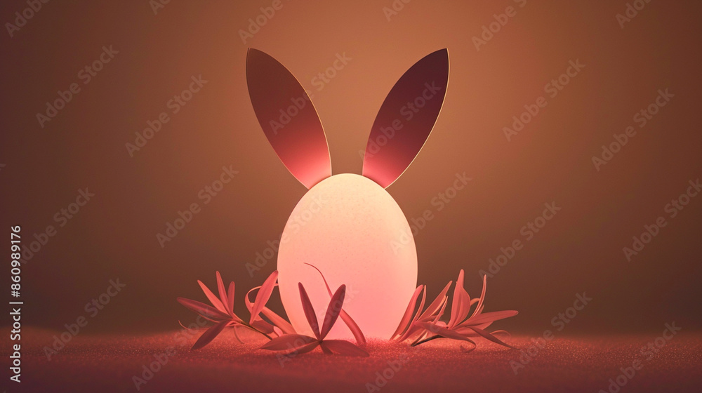 Obraz premium Easter rabbit ears and eggs visible in silhouette.