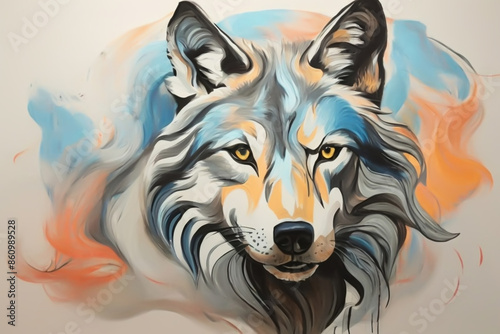 A painting of a wolf using pastel colortone 1.