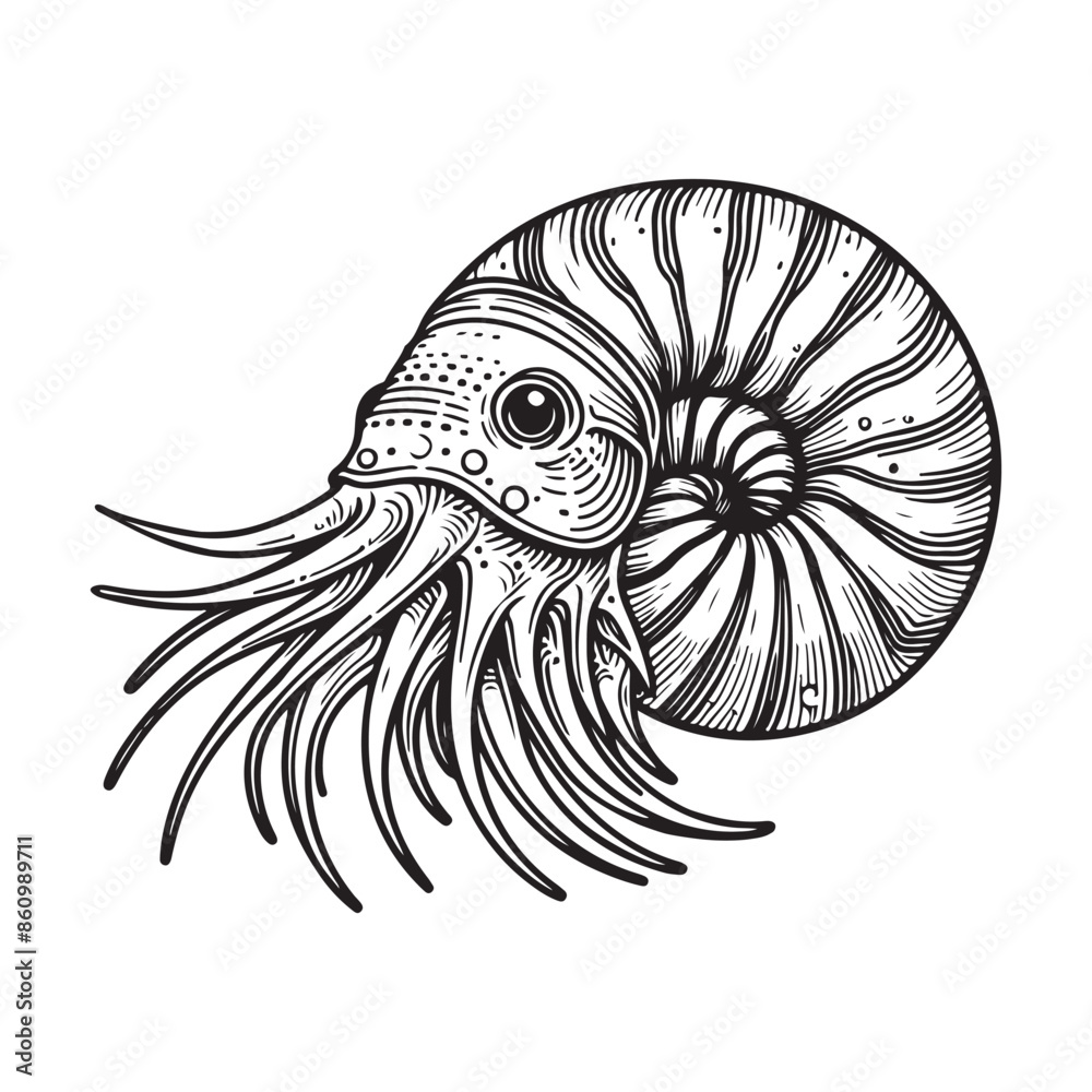 Line art of nautilus cartoon vector illustration Line art of nautilus cartoon vector illustration