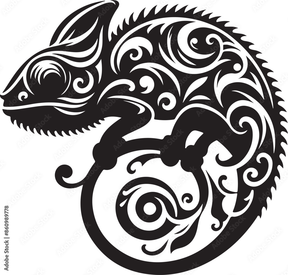 Chameleon design silhouette vector art work EPS file , Generator AI Chameleon design silhouette vector art work EPS file , Generator AI
