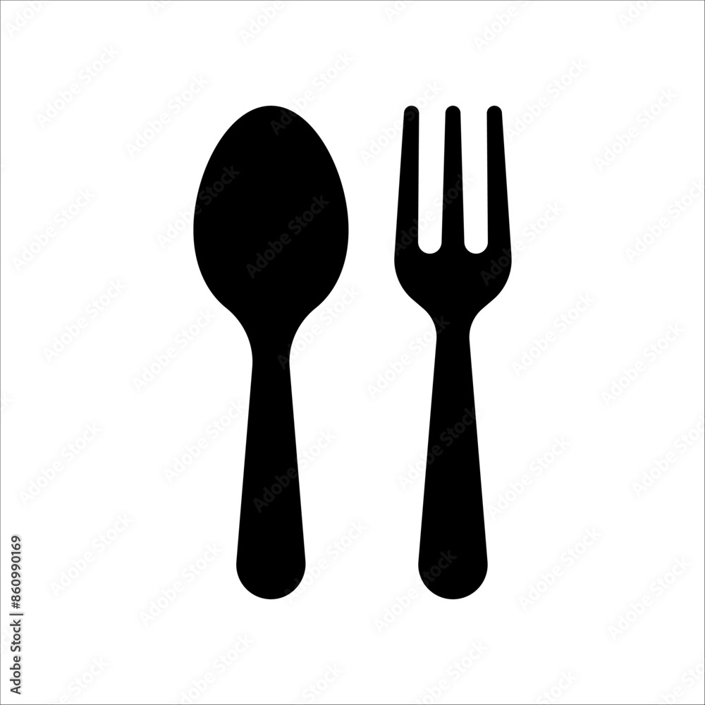 Spoon and fork icon isolated on white background. Spoon and fork icon isolated on white background.