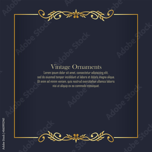 Luxury ornament frame vector. wedding invitation border