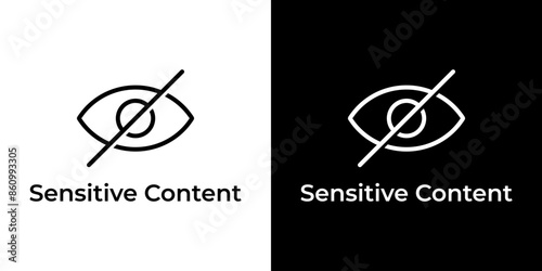 Sensitive content, crossed eye icon. Sexuality, disability and vulgarity posts sign symbol