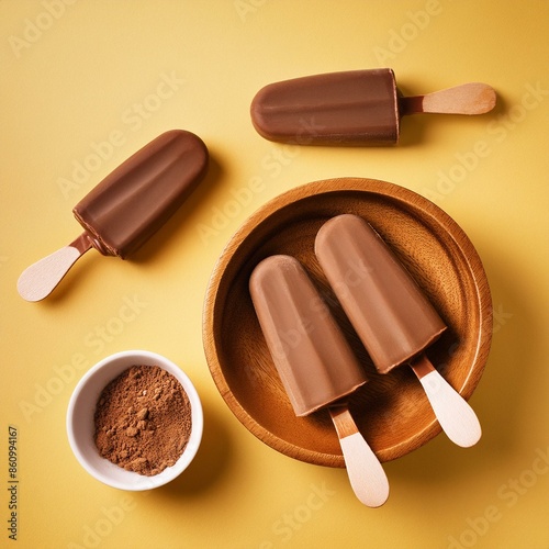 Fresh tasty popsicle chocolate ice cream  photo