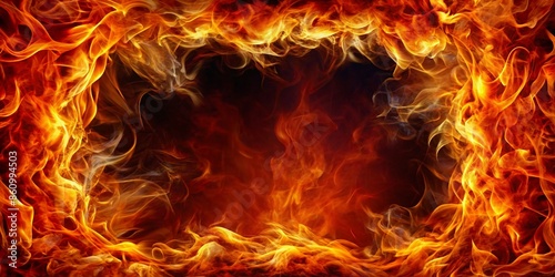 幻想的に燃える炎のエフェクトフレーム背景