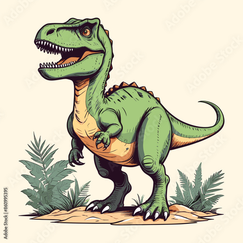 Vintage Engraved Dinosaur Illustration