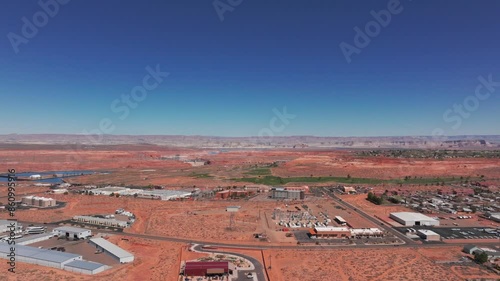 Drone aerial view of Page, Arizona on a sunny day photo
