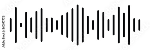 Sound / audio wave or soundwave line art vector icon for music apps and websites.Vector sound wave icon. Music player sound bar. Record interface. Equalizer icon with soundwave line. 
