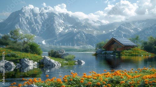 Solar Powered Cabin by a Mountain Lake