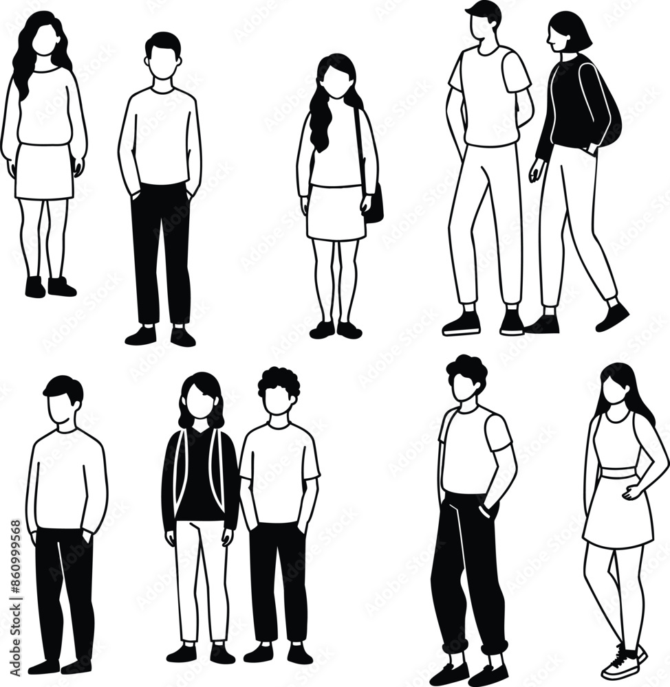 People Casual Daily Life Silhouettes